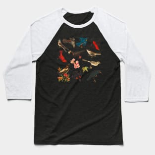 Vintage Birds Pattern Baseball T-Shirt